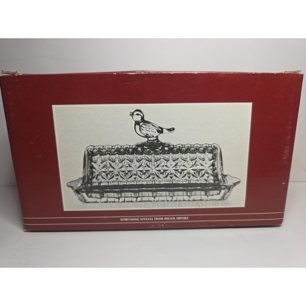 Vintage Hofbauer Byrdes Birds Crystal‎ Butter Dish Rectangular Clear HAS CHIP